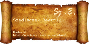 Szedlacsek Beatrix névjegykártya